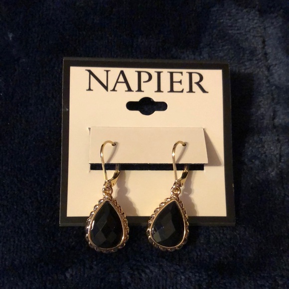 Napier Jewelry - COPY - Napier Gold and Black Teardrop Earrings